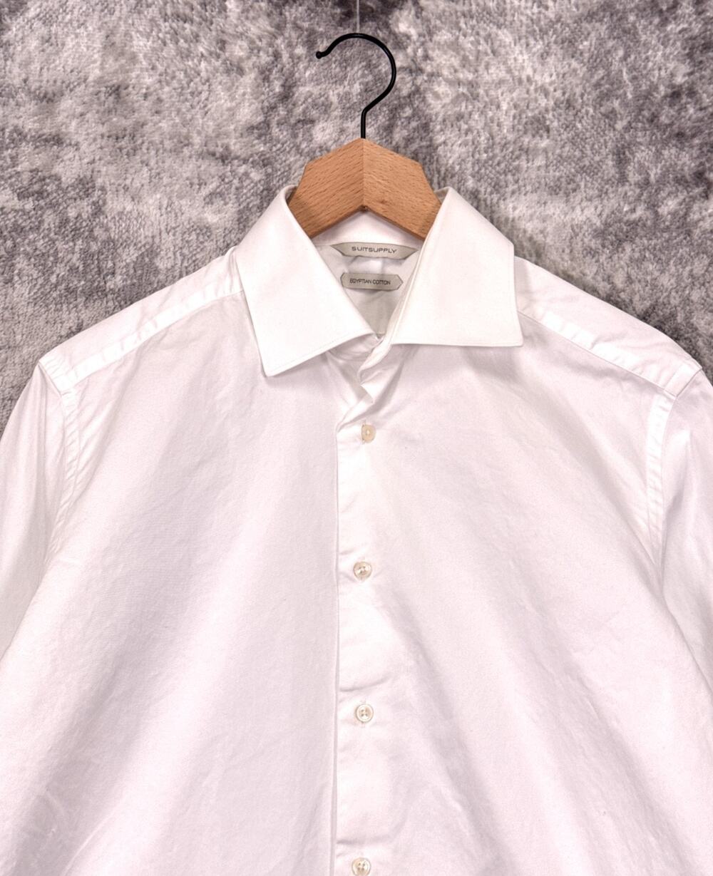 SUITSUPPLY Dress Shirt 16.5 / 42 Mens Egyptian Cotton Twill White